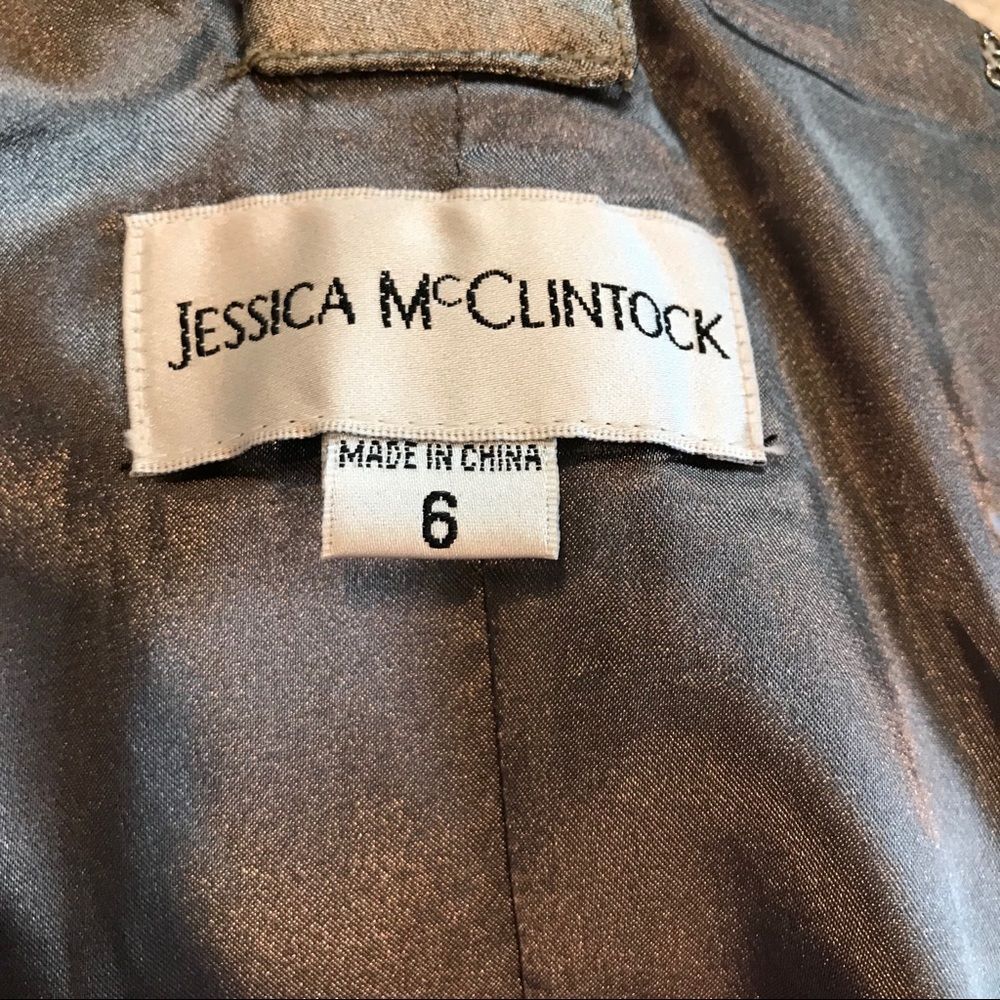 Jessica McClintock Silver Mini party dress sz 6 - Picture 7 of 9